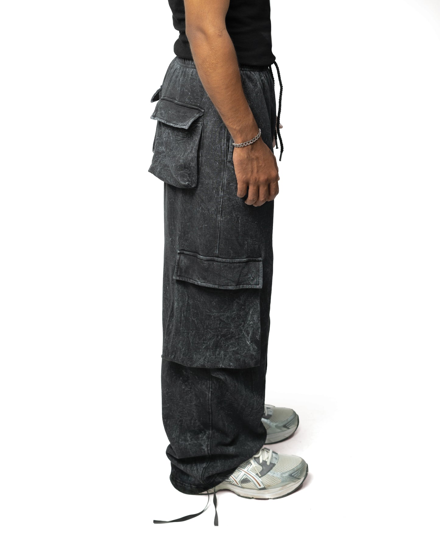 BLACK ACID WASHED PANTS
