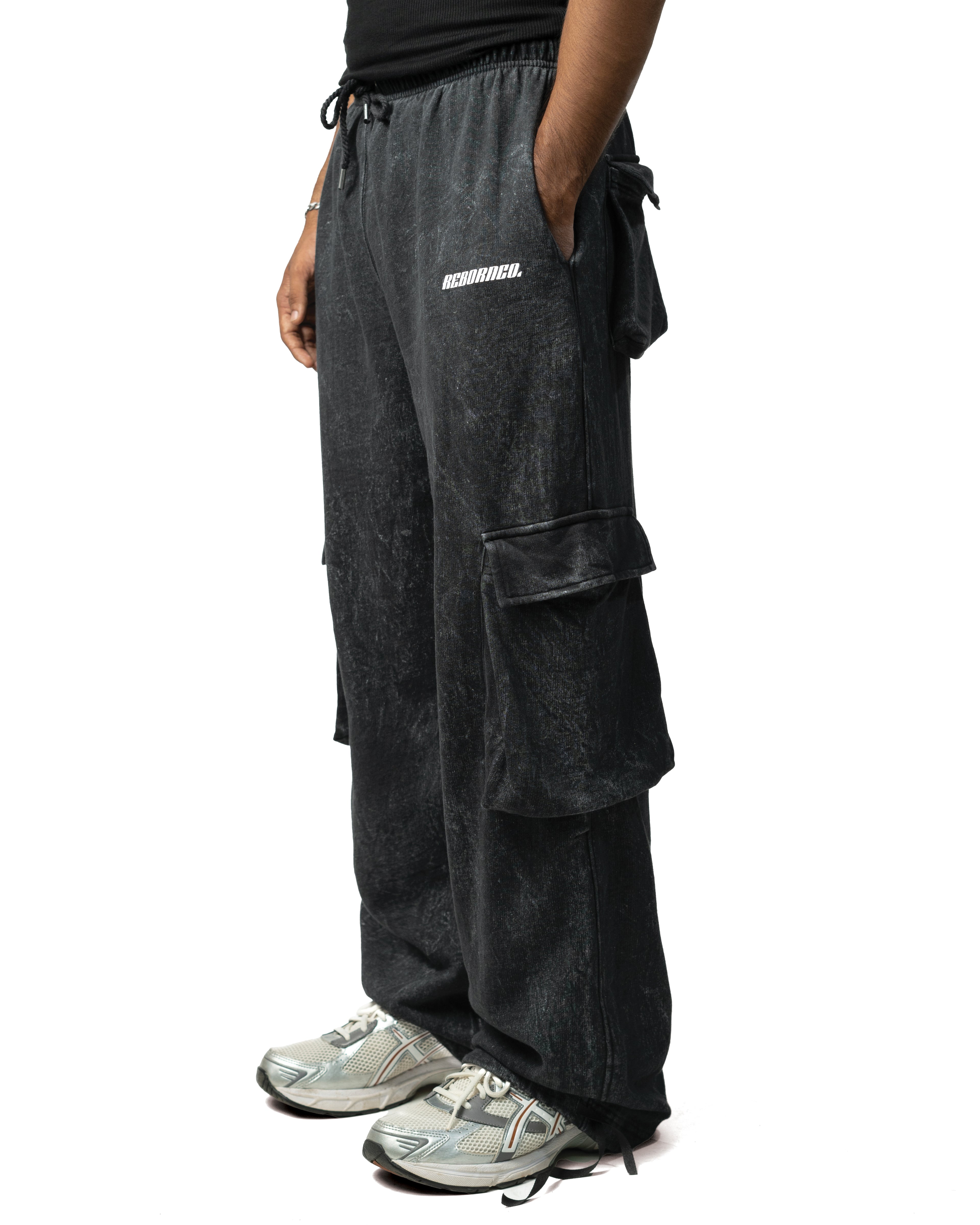 BLACK ACID WASHED PANTS