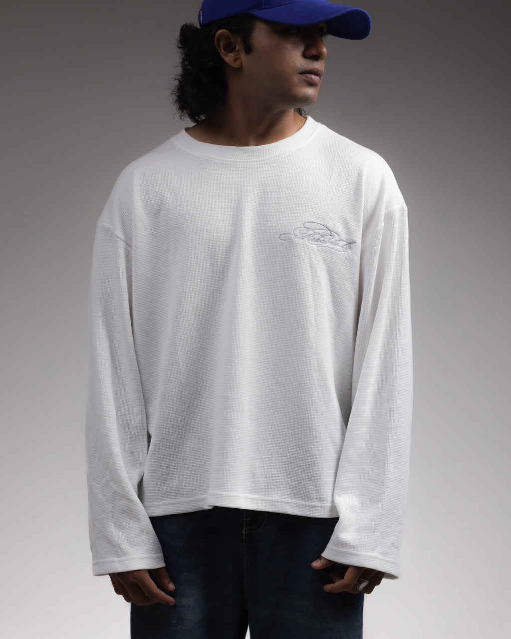 WAFFLE KNIT t-shirt / WHITE