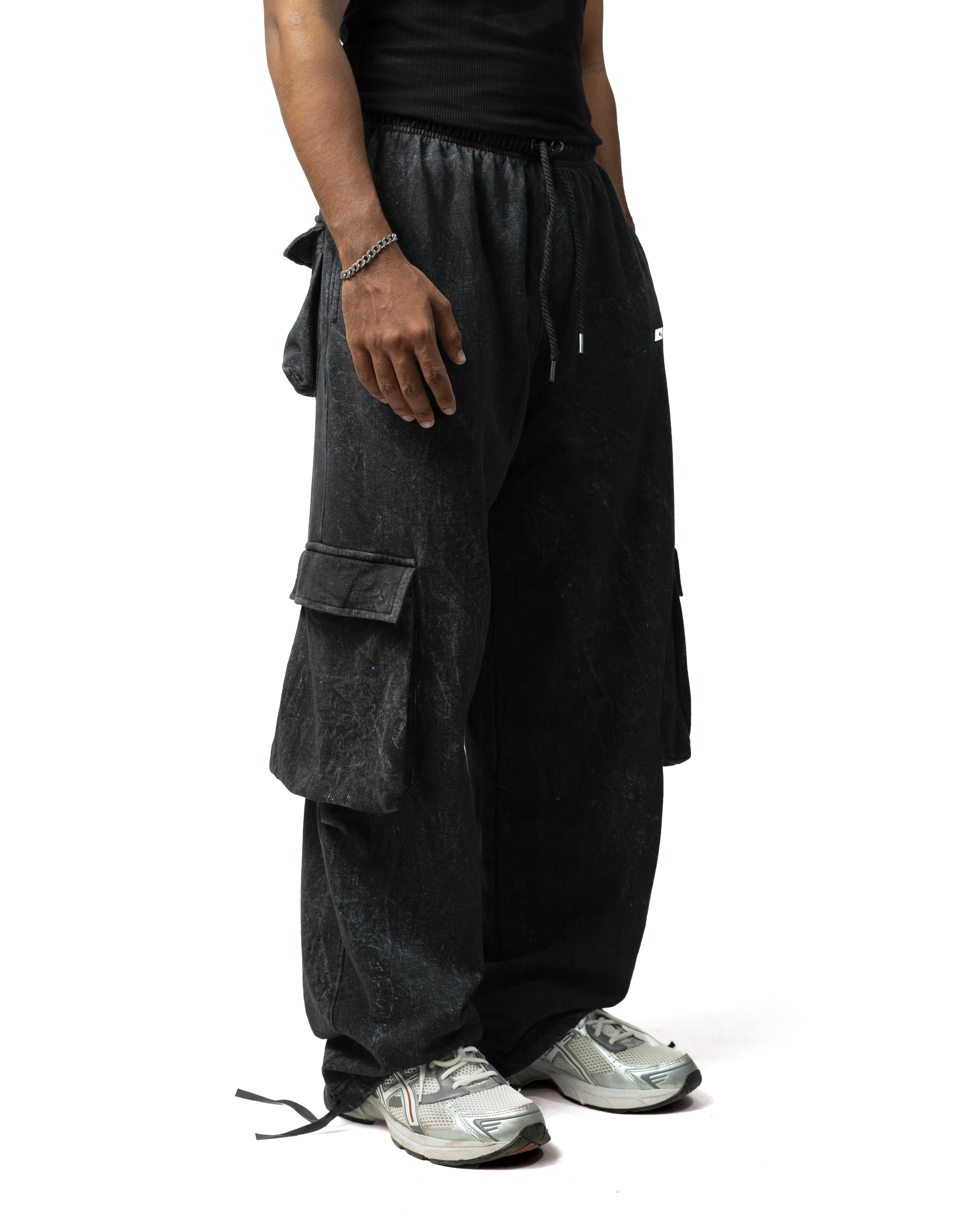 BLACK ACID WASHED PANTS