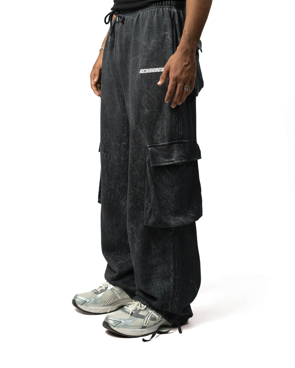 BLACK ACID WASHED PANTS