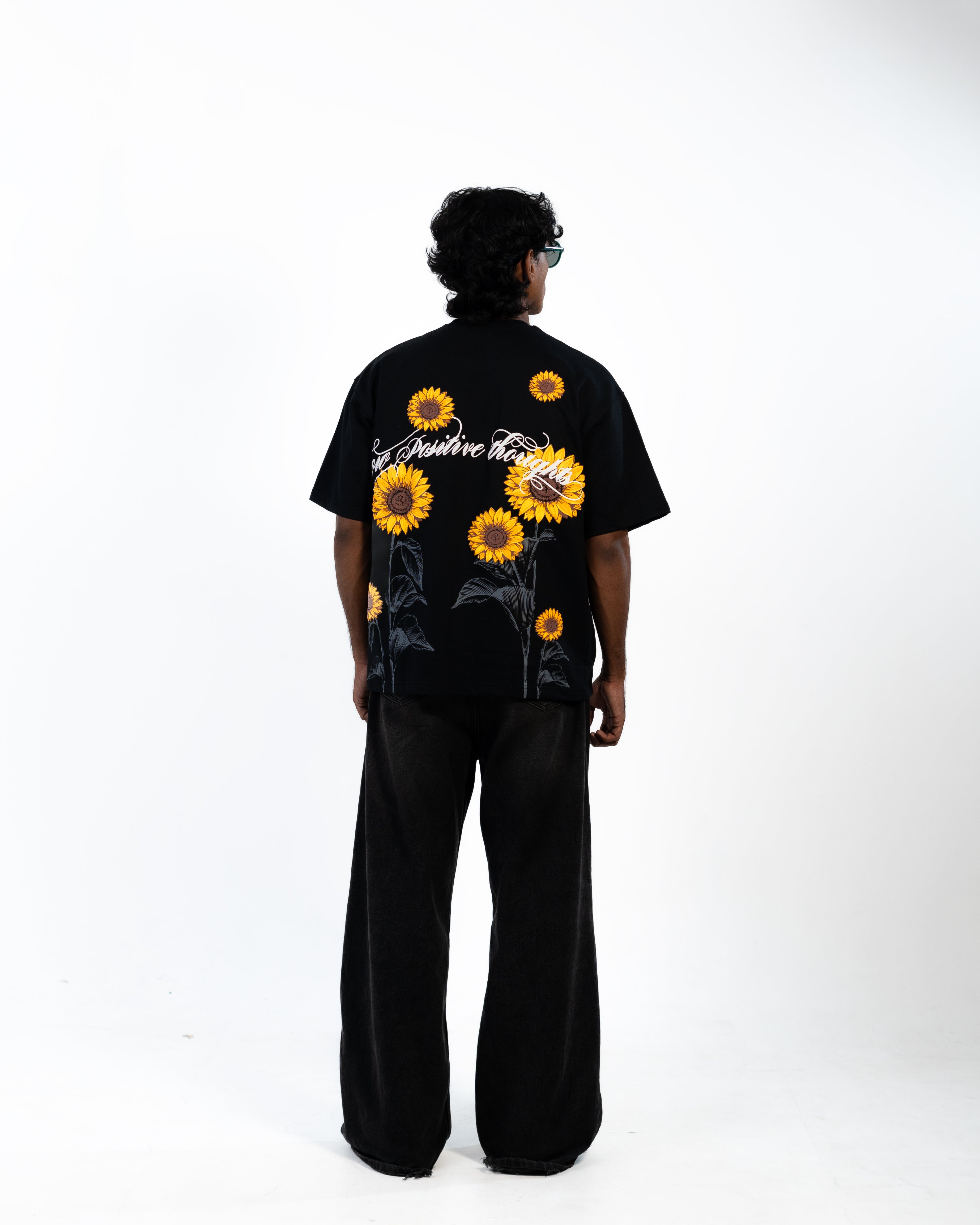 SUNFLOWER TEE // BLACK – The Reborn Co.